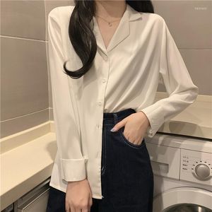 Damenblusen 2023 Selling Women Tops Korean Fashion Long Sleeve Bluse Casual Ladies Work Button Up Shirt Female White BAy762