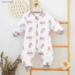 Sacos de dormir HappyFlute 10-20 Nova imitação de algodão fofo animal estampa manga comprida super macio removível perna dividida saco de dormir térmico para bebê YQ231130