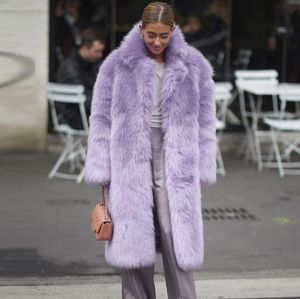 Cappotto da donna in pelliccia sintetica invernale primavera da donna di lusso con risvolto lungo allentato cappotto europeo cappotti di peluche femminili caldi e spessi