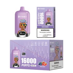 Wyświetlacz akumulatora zasilania Hifancy 16000 Puffs Digital Box E Dostęp papierosy Pen Pen 12000 Puff Tornado 2% 3% 5% Cewka siatki 26 ml Prefilled Vaper Carts Razz Bar