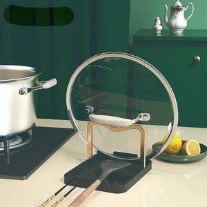 Cookware Holders Kitchen Black Pot Lid Shelf Organizer Pan Cover Lid Rack Countertop Spoons Pad Bracket Kitchen Shelves Accessories Tools WB8017 231129