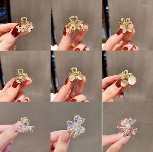 Hair Clips Korea INS Luxury Girls Hairpins Accessories Metal Alloy Butterfly Opals Crystal Small Crab Claw For Women