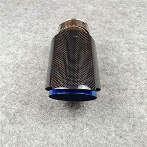 1 Stück Akrapovic Auspuffrohr-Schalldämpfer, innen blau, 304-Edelstahlrohre, glänzende Carbon-Endspitze, Auto-Styling-Auspuffspitzen