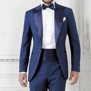 Men's Suits & Blazers Navy Blue Prom Men Suit Clothing Groom Wear Tuxedos Bridegroom Mens 2023 (Jacket Pants Bow Tie) Terno Masculino Casame