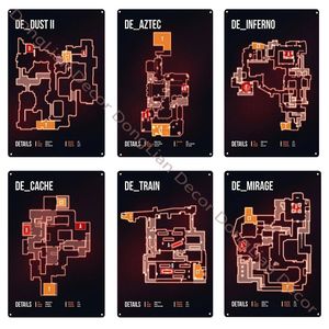 Cs go Maps Metal Painting First Person Shooter Game Wall Art Decor Home Decoration For Living Room Metal Tin Sign Print Poster Picture 20cmx30cm Woo