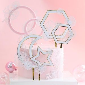 Abastecimento festivo OUTRO ESTRELA DE FESTO Lua Moon Polygon Acrylic Plug-in Aniversário Bolo de decoração Cartão de panificação de sobremesas Feliz Christma