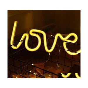 Decorazione per feste 34Cm Love Fairy Lights Glow Letter Shape Ornamenti a Led per decorazioni di compleanno di nozze Valentine Girl Girlfriend D Dhv6J