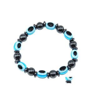 Beaded Strands Blue Eye Beads Bracelet Elastic Rope Jewelry Natural Hematite Magnetic Stone For Men Women Drop Delivery Bracelets Otdzi