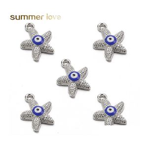 Charms Crystal Starfish Charm Eyes Pendants For Armband Halsband smycken Alloy Metal Simple Design Making Accessories Wholesale Dro Othw7