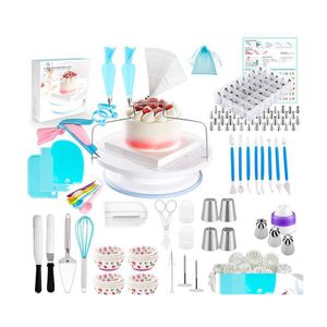 Baking Pastry Tools Cake Decorating Tool 420Pcs Steel Pi Nozzle Set Diy Reusable Turntable Fondant Mod Bakeware Kitchen Accessorie Dhqgi