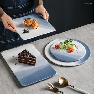 Plattor Nordic Creative Ceramic Dinner Rectangular Square Weathern Steak Tray Home Restaurant Kitchen Cake Plat Plate Table Seary