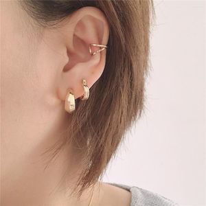 Hoop Earrings Classic Gold Color Plating Small Clip 4 Pairs Pack For Women Unisex Chunky Modern Casual Trendy Simple Jewelry