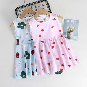 Ragazza es 1-6 anni 2022 Summer Girls 'New Silk Princess Casual Sleep Dress for Children 0131