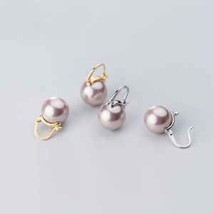 Hoopörhängen MloveAcc 925 Sterling Silver Champagne Color Round Pearl Women Autentic Jewelry Brincos