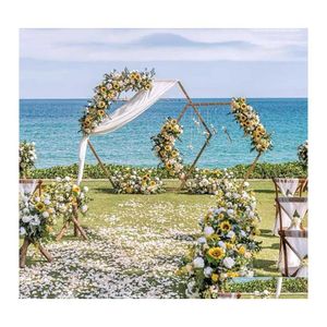 Party Decoration Wedding Props Hexagonal Arch White Gold Iron Shelf Backdrop Decor Stage Flower Stand Wrought Diamond Archeparty Dro Dhhyn