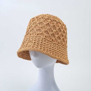 Wide Brim Hats Breathable Crochet Soid Bucket Hat Sunscreen Beach Hat Straw Hat Women's Summer Fisherman Hat Designer G230131