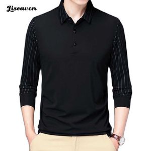 Camisetas masculinas Liseaven New Men Tshirt Manga cheia cor sólida Camiseta fit Slim Sleeve de camiseta longa Camisetas casuais de camisetas de marca Y2302