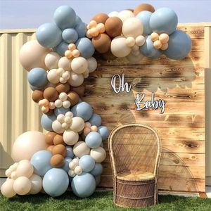 Other Event Party Supplies 133Pcs Coffee Blue Balloon Arch Garland Kit Skin Apricot Macaron Brown Birthday Balloons Baby Shower Anniversary Deco 230131