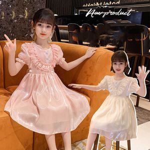 Flickans lysande klänning Girls Summer Clothes Puff Sleeve Princess Dresses Party Costume For Childrens Ball Gown Kids Formal Dress Girl 0131