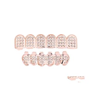 Grillz Dental Grills Hip Hop Jewelry 6 Top Bottom Teeth False Grillz Set Bump Lattice Body Drop Delivery Dhc59