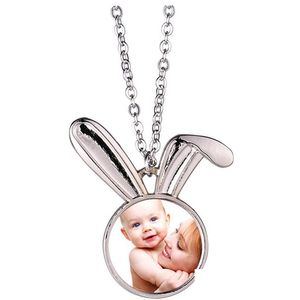 Pendant Necklaces Cute Thermal Transter Sublimation Blank Rabbit Necklace Designer Jewelry Diy Sier Plated Women Men Choker Baby Mum Dhr7N