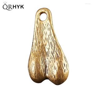 Keychains Solid Brass Men Testicles Pendant For Keychain Trendy Balls Keyring Hanging Jewelry Novelty Car Key Fob Punk DIY AccessoryKeychain