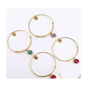 Charm Bracelets Sale Birthstone Vintage Gold Expandable Wire Love Bracelet Bangles For Women Diy Bangle Friend Birthday Gifts 3631 Q Dhit2