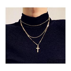 Pendant Necklaces Europe Fashion Jewelry Womens Cross Necklace Mtilayer Chains Ladies Sweater 3761 Q2 Drop Delivery Pendants Dhhey