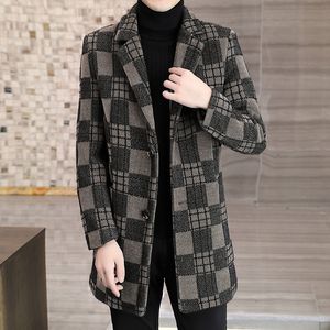 Misto lana da uomo Giacca invernale da uomo Moda Slim Fit Lungo Casual Business en Cappotto Giacca a vento Sociale Cappotto Abbigliamento S4XL 230201