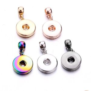 Charms Sier Gold Rose Color 18mm Snap Button Connector Pendant Jewelry Making DIY Halsbandörhängen