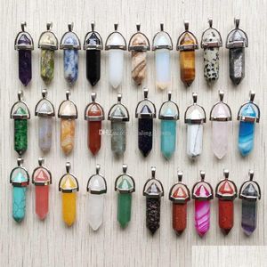 Charms Natural Stone Charm Rose Quartz Aventurine Lapis Glass Opal Crystal Hexagonal Pendants для DIY Ювелирные изделия, изготовление Accesso dhgarden dhyi2