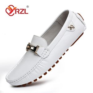 Elbise ayakkabıları yrzl somunlar erkekler el yapımı deri rahat sürüş daireleri slip-on moccasins tekne blackwhiteblue artı 37-48 230201 gai gai gai