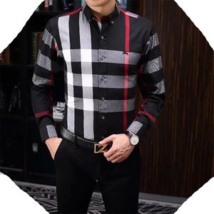 Camicie da uomo Top piccola qualità del cavallo Camicetta ricamata Manica lunga Tinta unita Slim Fit Abbigliamento casual da lavoro Camicia a maniche lunghe Taglia normale più colori M-3XL