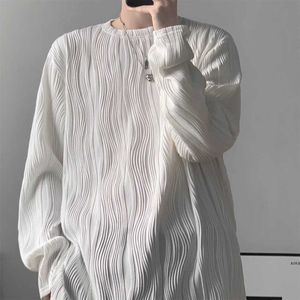 Мужские футболки 3D сгибания текстура уличная одежда Мужчина футболка мешковатая блузка хип-хоп мужчина с длинными рукавами T
