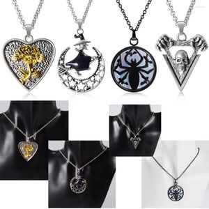 Pendanthalsband 1st Steel Rose Heart Necklace Vintage Punk Wizard Spider Fahion Unisex Jewelry