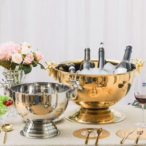 Ice Buckets And Coolers 13.5L Deer Head Ear Champagne Bowl 304 Stainless Steel Rose Golden silver Wine Beer Bucket Bar Party 230201