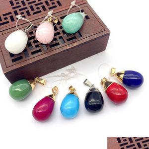 Charms 16X29Mm Cristallo Naturale Pietra Waterdrop Pendenti Quarzo Rosa Verde Bordo Oro Trendy Per Collana Orecchini Gioielli Mak Dhgarden Dhzhr