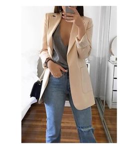 Women's Suits & Blazers Sleeve Solid Cardigan Jackets Black Plus Size Lining Pocket Blazer Office Lady Coats Lapel Long