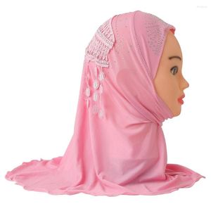 Ethnic Clothing Fashion Embroidery Tassels Islamic Underscarf Children Stretch Spandex Muslim Cap Bonnet Flower Decoration Girl's Inner