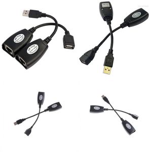 Computerkabel 1 Satz schwarzes USB-zu-RJ45-Verlängerungskabel Typ A männlich weiblich LAN-Adapter Extender Cat5e/6 Netzwerk