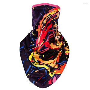 Berets Breathable Full Face Mask Summer Fashion Motorcycle 3D Printed Triangular Scarf High Quality
