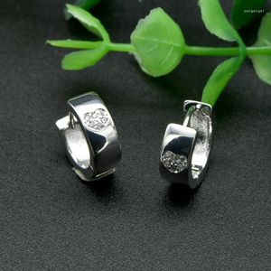 Hoop Earrings Fashion Jewelry Making Supplies Color Remain Rhodium Gold Plated Copper CZ Setting Heart Huggie For Women