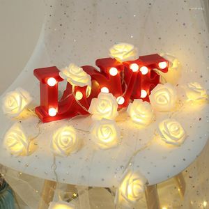 Strängar Rose Artificial Flower Garland String Lights For Wedding Holiday Decor Valentine's Day Gift Fairy LED Decoration