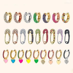 Hoop Earrings Multi Color Heart Crystal Hanging Full Rhinestone Paper Clip For Women Trendy Party Jewelry Gift