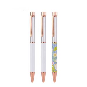 Sublima￧￣o tubo vazio canetas esferogr￡fica diy caneta em branco transfer￪ncia de calor caneta metal diy snow globe caneta sublima￧￣o caneta com clipe de cor s￳lida para escola de escrit￳rio