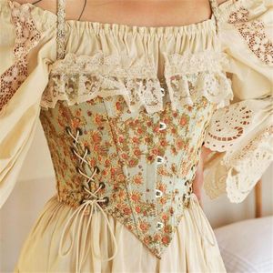 Women's Tanks Atopos French Vintage Corset Crop Top Women Bandage Tube Tank Tops Summer Lace Patchwork Camis Female Vest Woman Outfits 2023
