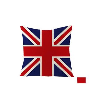 Federa per cuscino Stampa su un lato British Wind Federa per la casa Divano letto Decor Cuscino Er Flag Square Cotton Linen Office Dh1407 Drop Del Dh3Fh