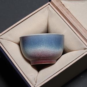 Cups Saucers 70/90ml Kiln Change Ceramic Tea Cup Set Master Porcelain Teacup Small Bowl Gift Box Teaware Drinkware Decor