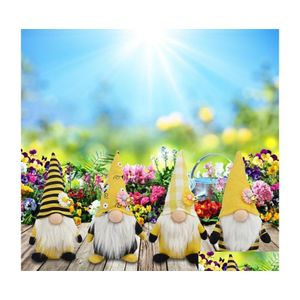 Decorazione per feste Bumble Bee Gnomi Peluche Giallo Nero Scandinavo Tomte Nisse Decorazioni primaverili svedesi Drop Delivery Home Garden Dhrgv