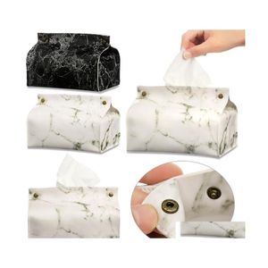 Tissue Boxes Napkins Table Decoration Home Car Dispenser Marble Pattern Container Napkin Paper Bag Towel Box Case Drop Delivery Ga Dh9Yg